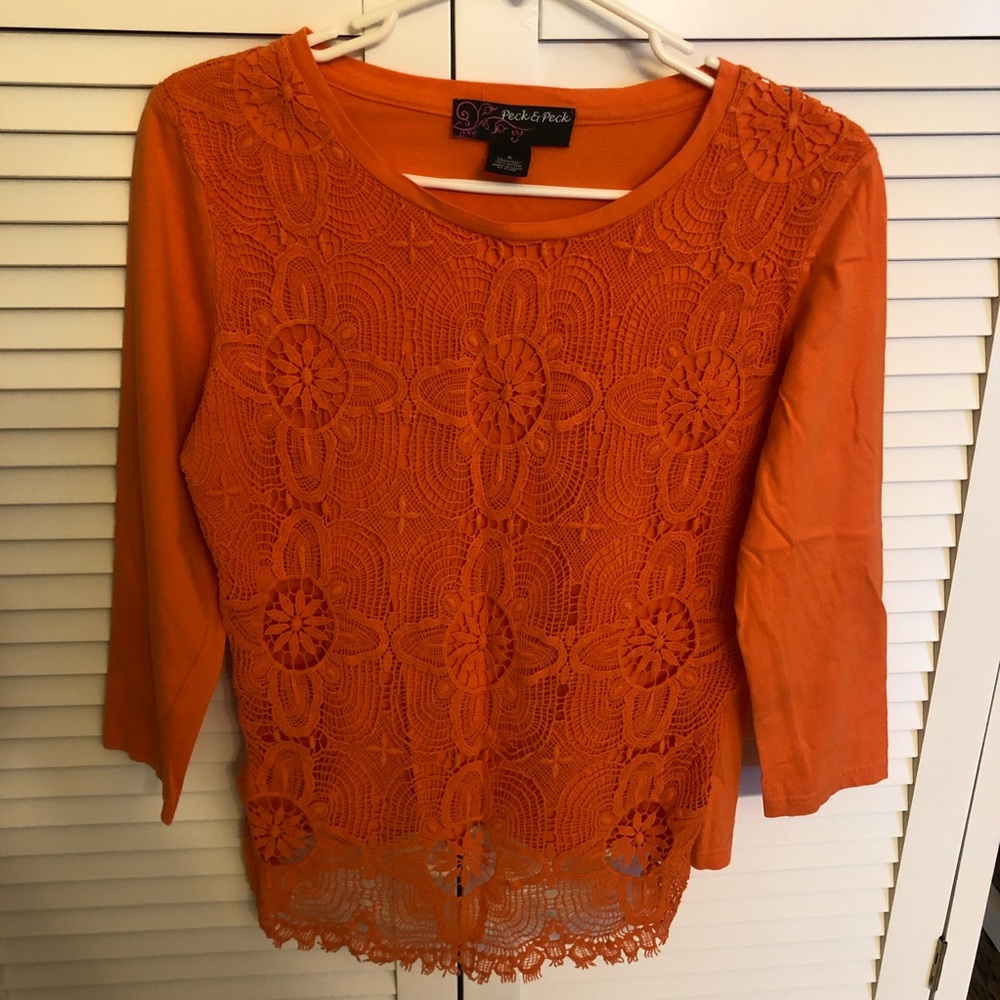 Peck & Peck orange 3/4 shirt